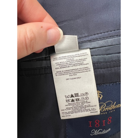 Brooks Brothers Blazer 45R 1818 Madison Sport Coat Grey Blue Plaid Italian Wool - Picture 7 of 13